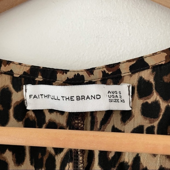 Faithfull The Brand Brown Leopard Print Crepe Wrap Midi Dress sz 2 - Picture 15 of 16